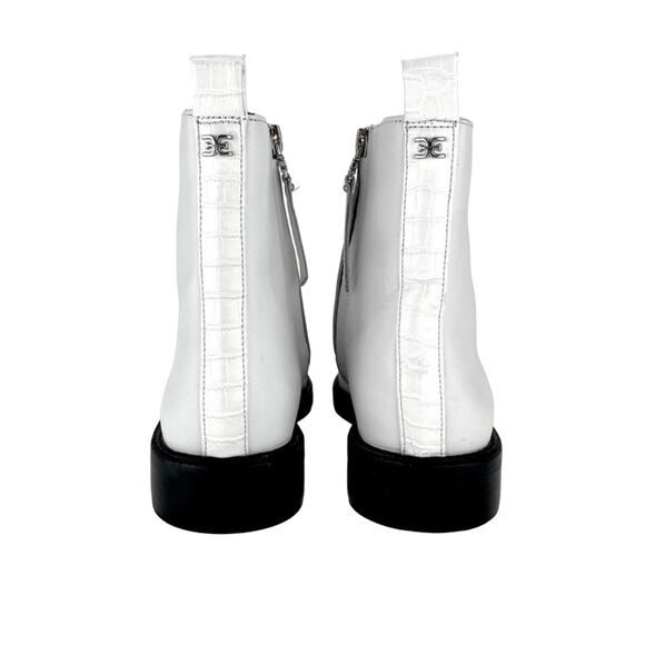 Sam Edelman Nina White Combat/Ankle Boot Size 7.5 Leather Adjustable Lace-Up New - Picture 7 of 11